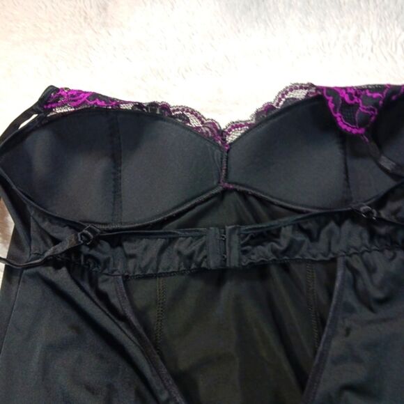 Y2K Coquette Glam Sexy Lace Ruched Mini Dress in purple and black! 1X-2X - Picture 13 of 15